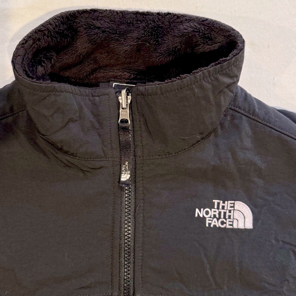 The North Face Retro Denali Jacket Girls Large 14 16 High Pile Fleece Black Fall - Picture 2 of 8